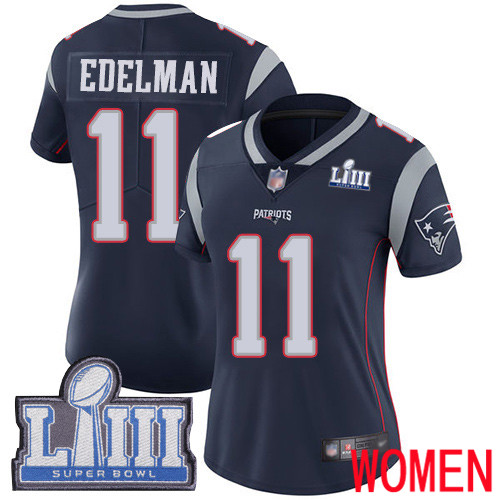 New England Patriots Football #11 Super Limited Navy Blue Women Julian Edelman Home NFL Jersey->women nfl jersey->Women Jersey
